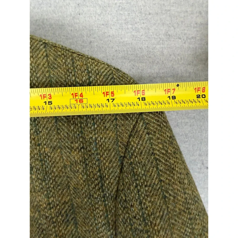Vintage 60s Botany Future Executive Green Herringbone Wool Tweed Blazer 42R